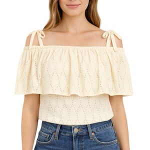 Finley Ivory Lace Eyelet Off Shoulder Top